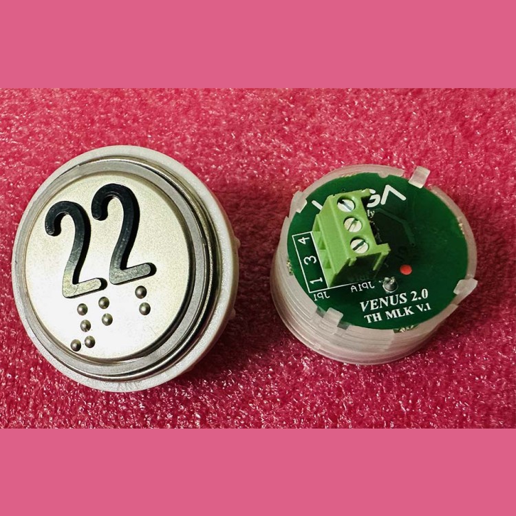 Кнопка 22 красная подсветка с кодом Брайля VENUS V.2 MLK VEGA