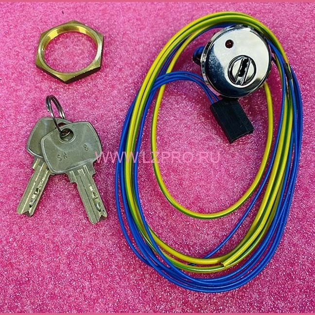 Ключевина SH8, 24 В, полированная хром, с красной подсветкой, разъем AMP Otis FAA431R4