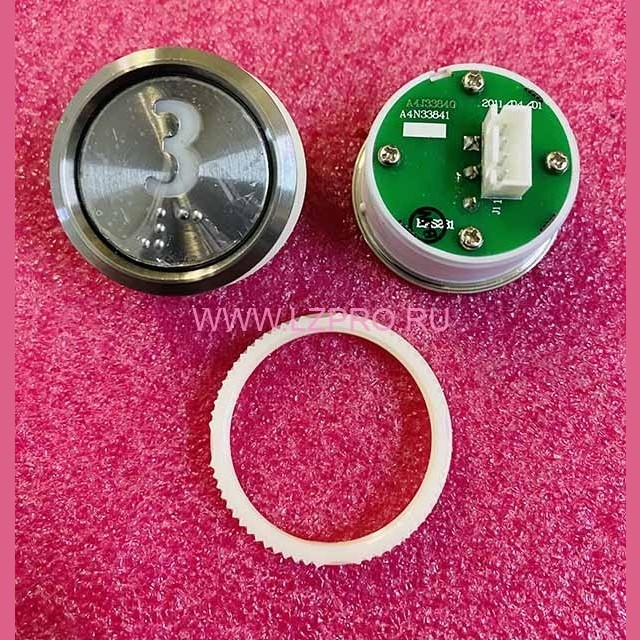 Кнопка "3" (с шрифтом Брайля, белая круговая подсветка, тип BAS231) A4N33841 Otis