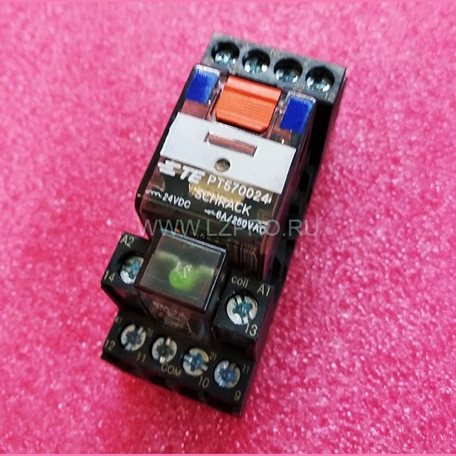 Реле "FOR" в сборе (колодка SCHRACK PT78740, модуль светодиодный EM 12, реле SCHRACK PT570024 24VDC)