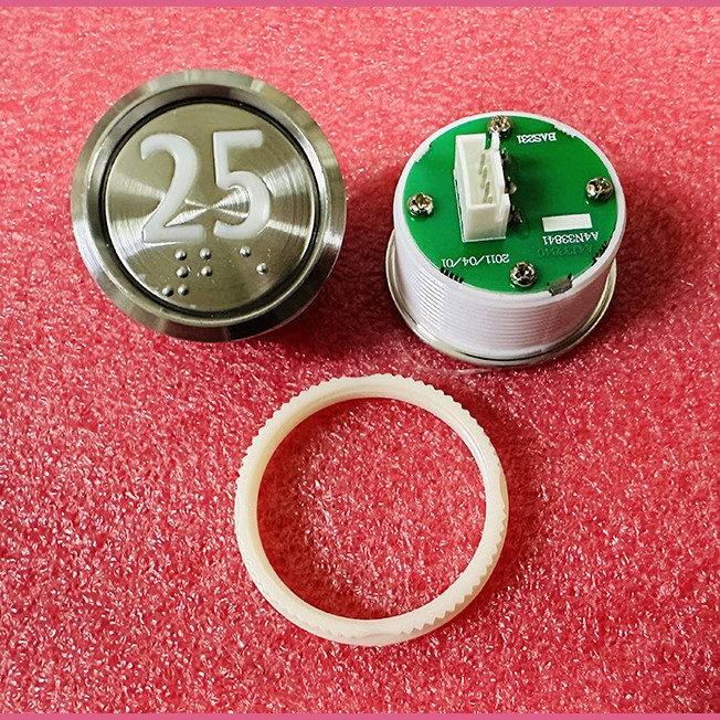 Кнопка "25" (с шрифтом Брайля, белая круговая подсветка, тип BAS231) A4N33841 Otis