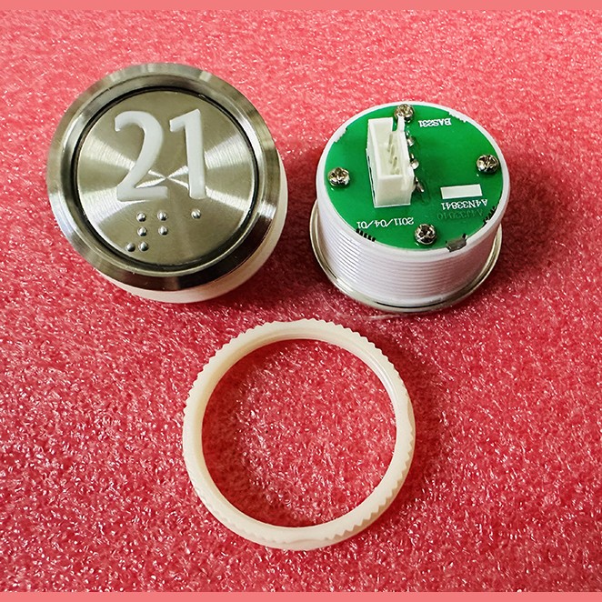 Кнопка "21" (с шрифтом Брайля, белая круговая подсветка, тип BAS231) A4N33841 Otis