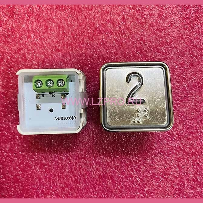 Кнопочный модуль "2" красная подсветка с шрифтом Брайля A4N11286$05 BBP-S303-VMPLM-D-R-02 (KA302W-D-R-02) ЩЛЗ