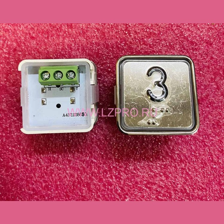 Кнопочный модуль "3" красная подсветка с шрифтом Брайля A4N11286$05 BBP-S303-VMPLM-D-R-03 (KA302W-D-R-03) ЩЛЗ