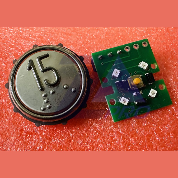 Модуль кнопочный круглый с гайкой код Брайля "15" ВКЛ13А-7-4П