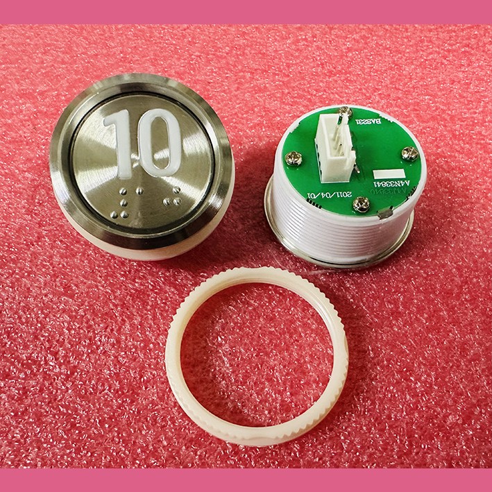 Кнопка "10" (с шрифтом Брайля, белая круговая подсветка, тип BAS231) A4N33841 Otis