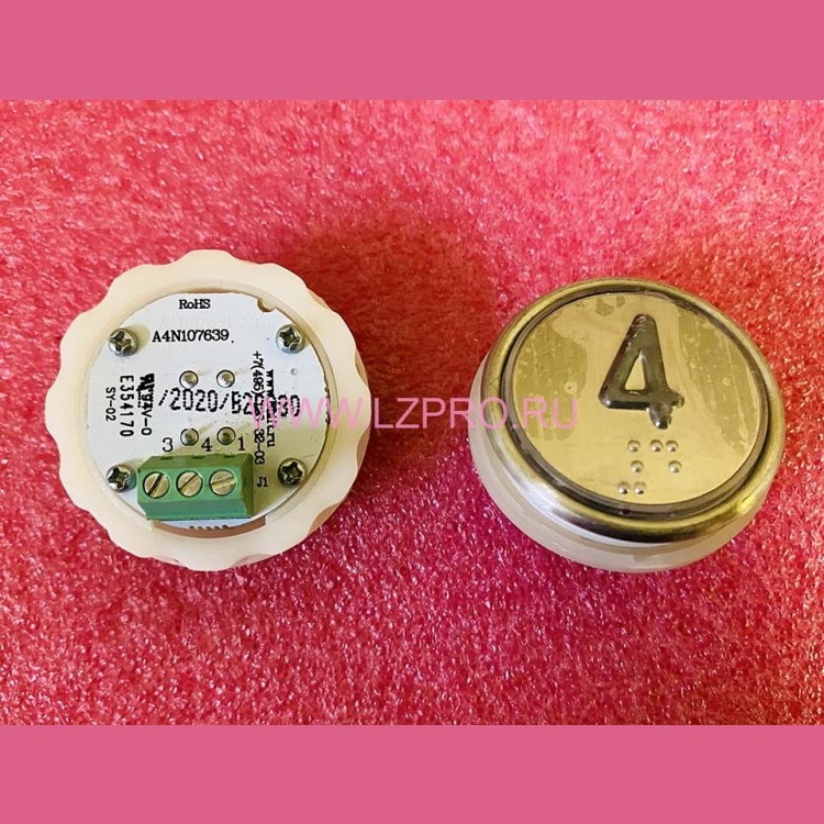 Кнопочный модуль с шрифтом Брайля "4" разъём под винт A4N107639 MA2D04-D-R-04 ЩЛЗ КМЗ