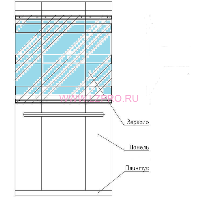 Зеркало 8х994х1096 W-1096 (комплект с пленкой и демпферами) ZAA452AS110 Otis