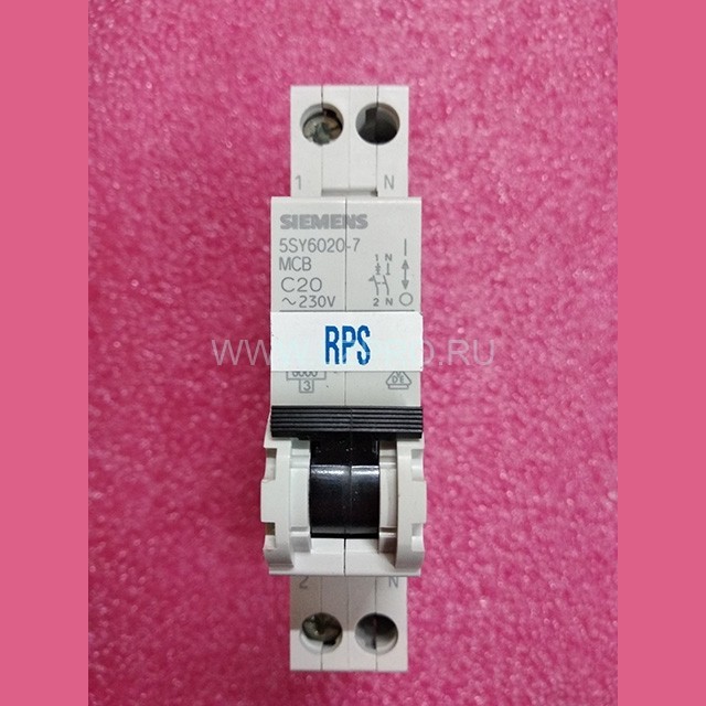 Автоматический выключатель 1+N-полюсной C20 MCB 5SY6020-7 Siemens